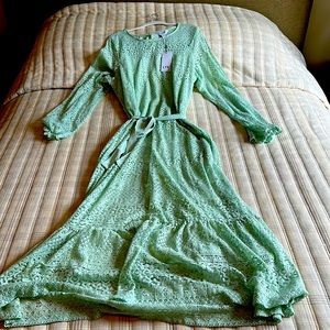 LTS Long Tall Sally Sage Green Lace MIDI Dress